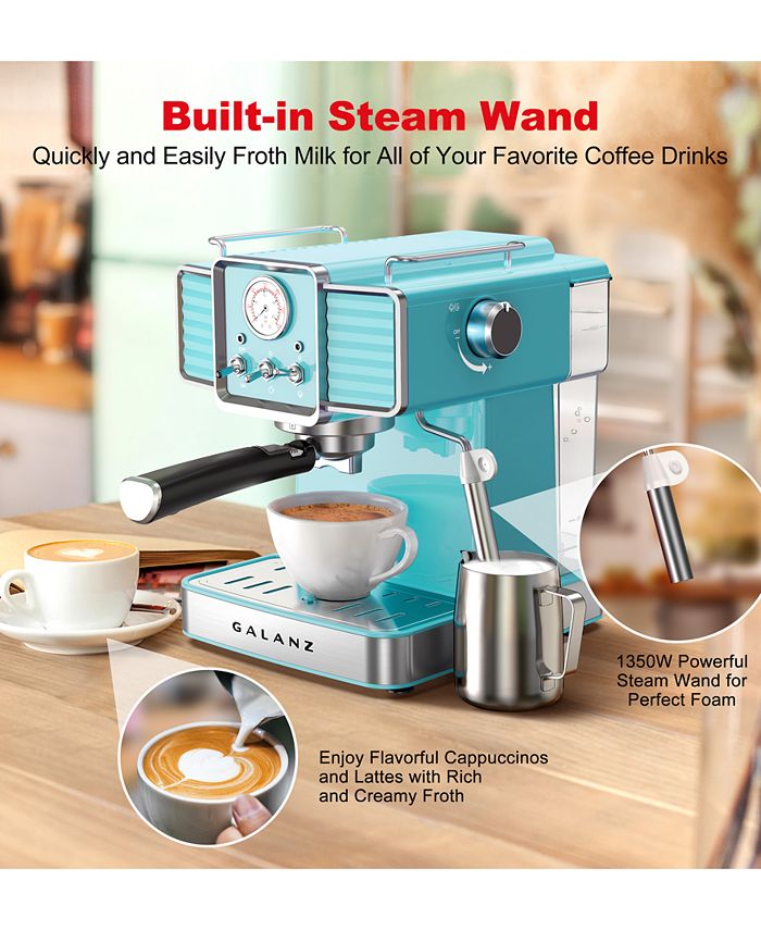 Galanz Retro 2Cup Espresso Machine With Milk Frother Macy