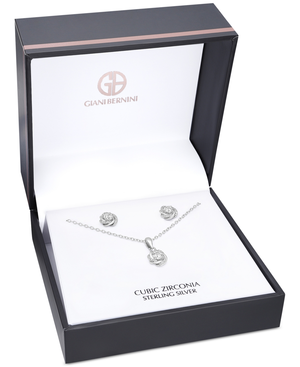 Giani Bernini 2-Pc. Set Cubic Zirconia Love Knot Pendant Necklace & Matching Stud Earrings  Created for Macy's - Sterling silver