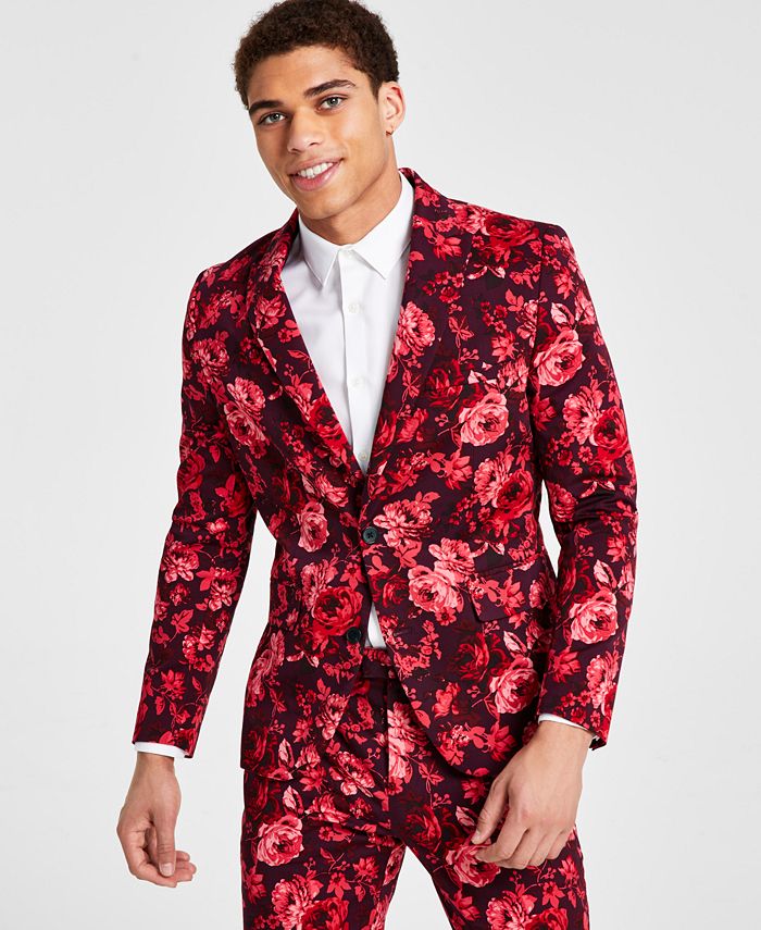 INC International Concepts Men's Roscoe Slim-Fit Floral-Print Suit ...