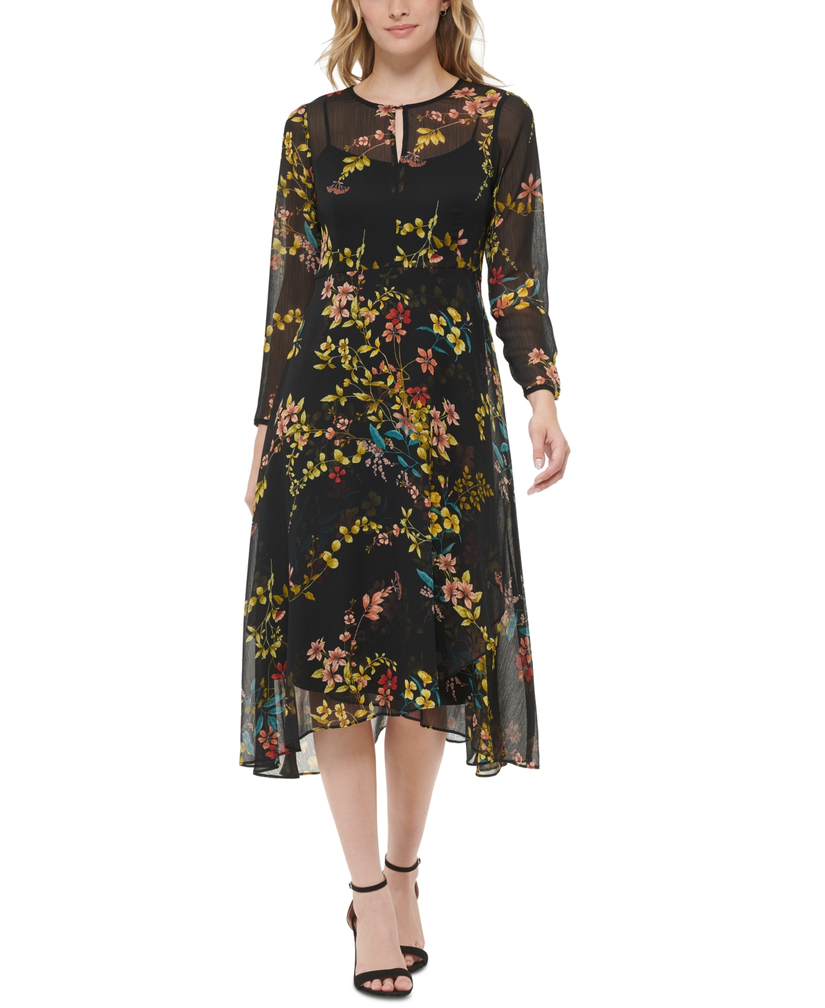 Tommy Hilfiger Women's Zelda Floral-Print Chiffon Midi Dress