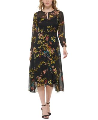 Tommy Hilfiger Women's Zelda Floral-Print Chiffon Midi Dress - Macy's