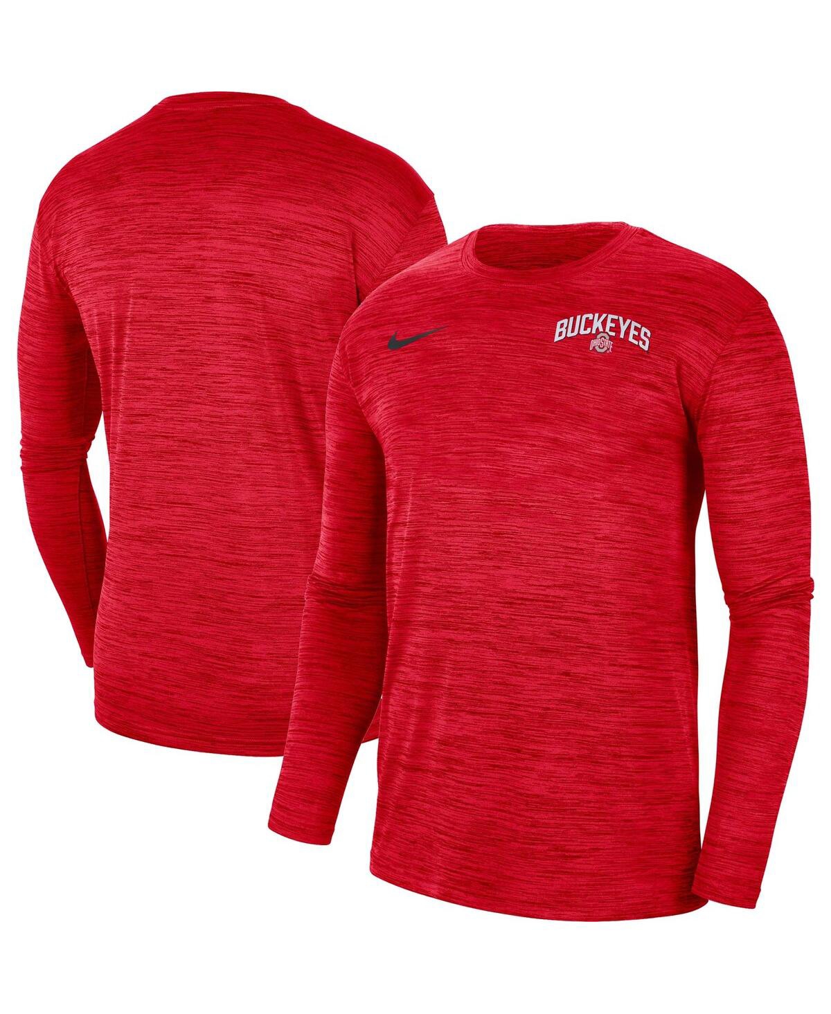 Men's Nike Scarlet Ohio State Buckeyes 2022 Sideline Game Day Velocity Performance Long Sleeve T-shirt