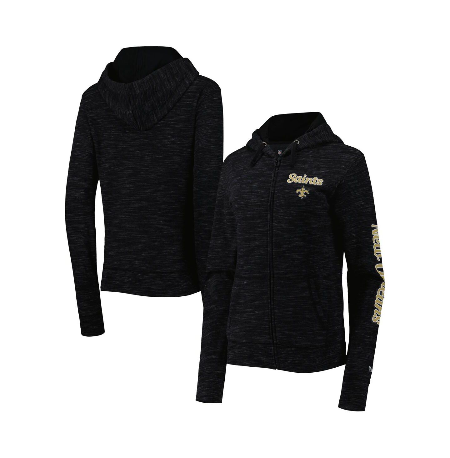 Женское худи New Era Black New Orleans Saints Reverse Space-Dye Full-Zip — фото 1
