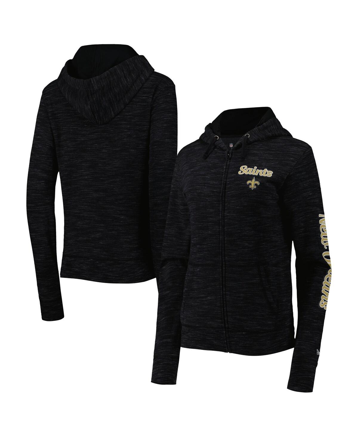 Shop New Era Women's  Black New Orleans Saints Reverse Space-dye Full-zip Hoodie