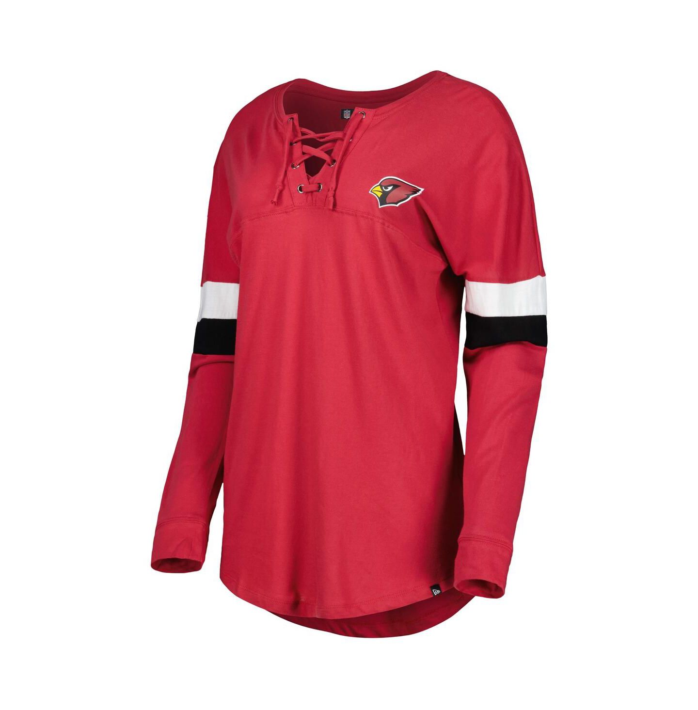 Женская футболка New Era Cardinal Arizona Cardinals Athletic Varsity Lace-Up Long Sleeve — фото 3