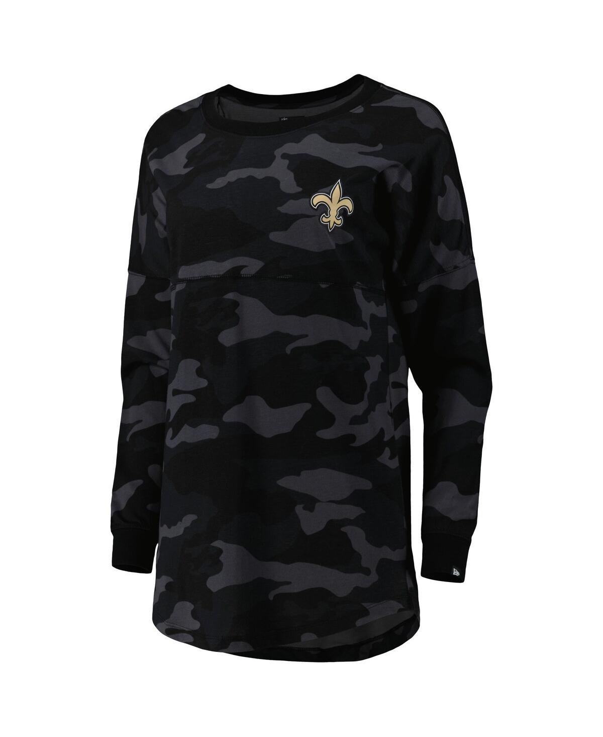 New Era Women's  Black New Orleans Saints Camo Long Sleeve T-shirt In Black