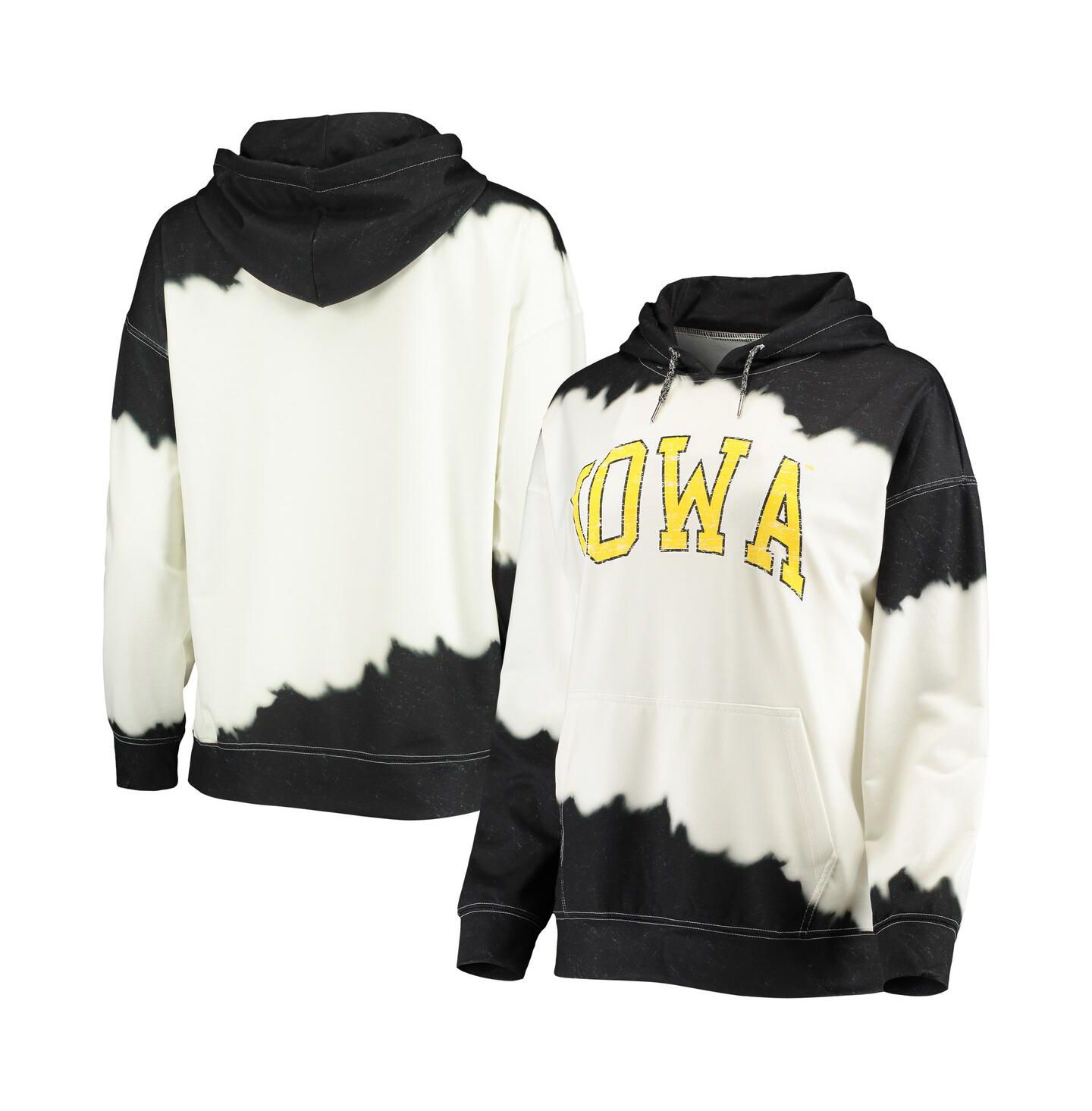 Женское худи Gameday Couture White, Black Iowa Hawkeyes For the Fun Double Dip-Dyed Pullover — фото 2