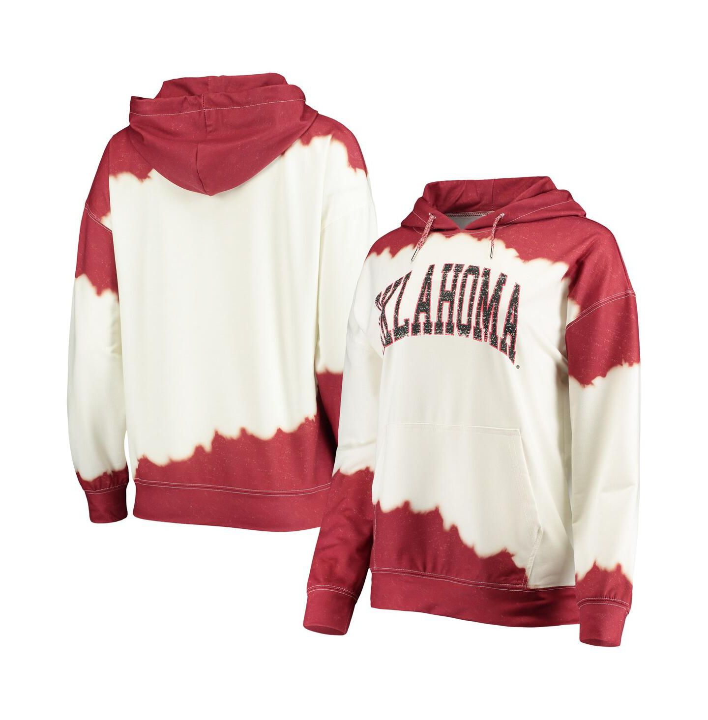 Женское худи Gameday Couture White, Crimson Oklahoma Sooners For the Fun Double Dip-Dyed Pullover — фото 1