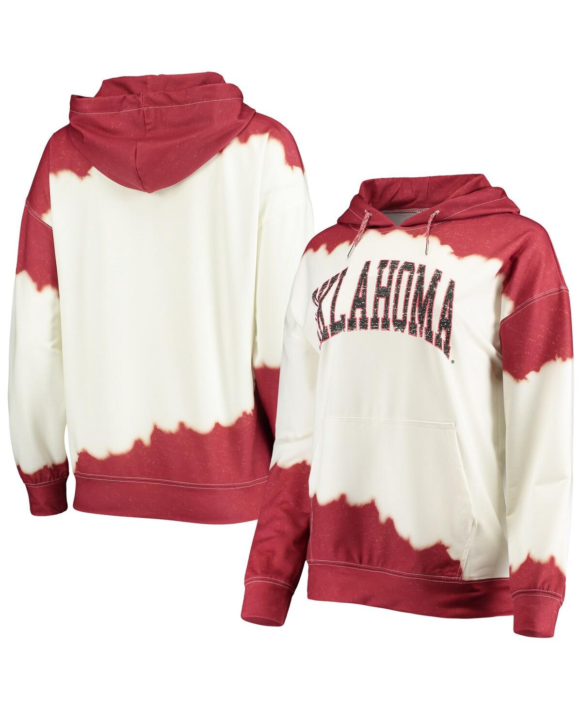 Shop Gameday Couture Women's  White, Crimson Oklahoma Sooners For The Fun Double Dip-dyed Pullover Hoodie In White,crimson