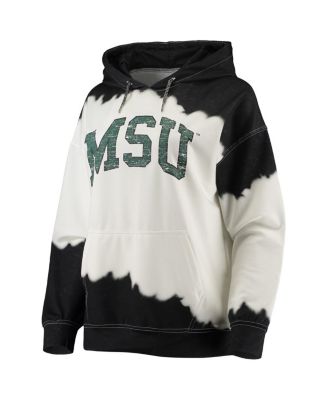 Women's White, Black Michigan State Spartans For the Fun Double Dip-Dyed Pullover Hoodie