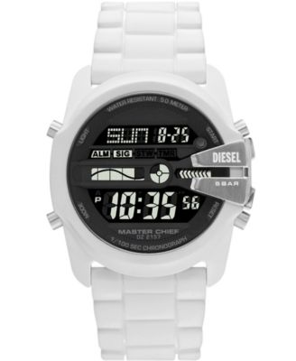 Diesel Men's Master Chief Digital White Silicone Strap Watch