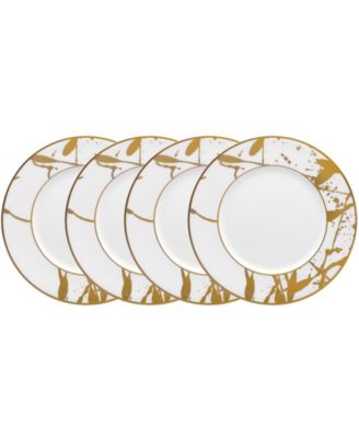 Raptures Gold Set of 4 Bread Butter and Appetizer Plates, Service For 4