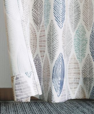 Mikko Leaf Print Semi-Sheer Grommet Curtain Panel