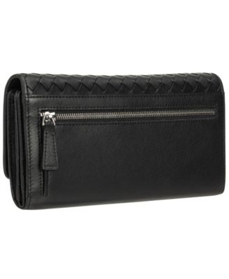 Women's Basket Weave Collection RFID Secure Quadruple Fold Wallet