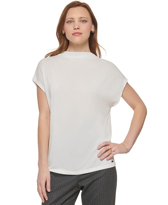 Calvin Klein Women's Cap Sleeve Mock Neck Top Macy's