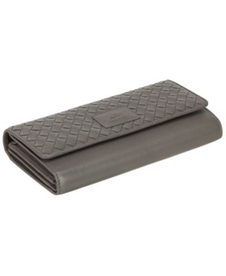 Women's Basket Weave Collection RFID Secure Quadruple Fold Wallet