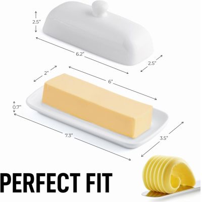 Classic Style Porcelain White Butter Dish With Lid