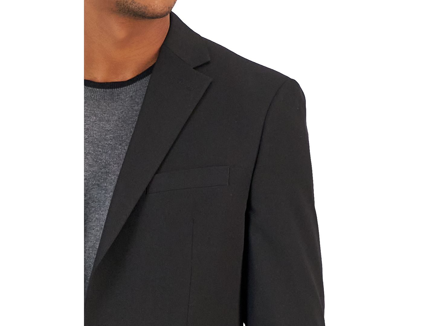 Мужской однотонный приталенный костюм-двойка Van Heusen Flex, цвет: Глубокий чёрный — фото 6