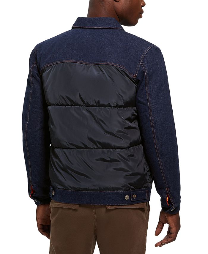 GUESS Men's New Artica Hybrid Quilt and Denim Trucker Jacket - Macy's