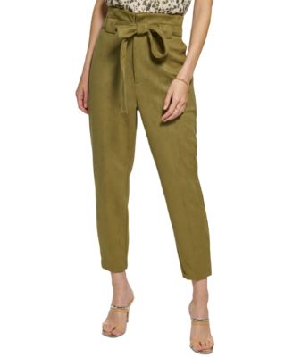 DKNY - Women's Faux-Suede Tie-Front High-Waisted Pants