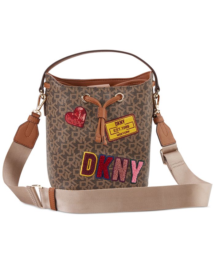DKNY Shane Small Drawstring Signature Logo Bucket Bag - Macy's