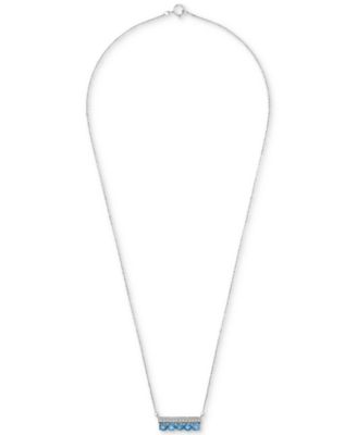 Amethyst (3/4 ct. t.w.) & Diamond (1/10 ct. t.w.) Bar 17" Pendant Necklace in Sterling Silver (Also in Lab-grown White Sapphire, Lab-grown Pink Sapphire, & Blue Topaz)