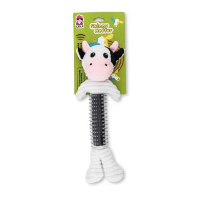 Black & White Cow Plush Dog Toy – Durable Thermoplastic Rubber with Squeaker & Crinkle Paper