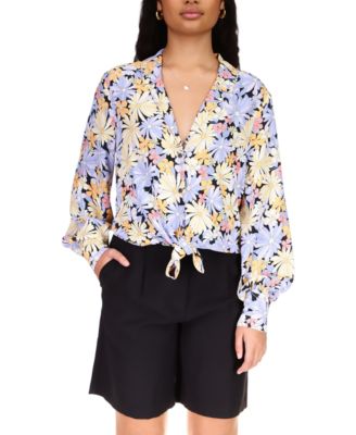 Sanctuary - Women's Floral Tie-Front V-Neck Blouse