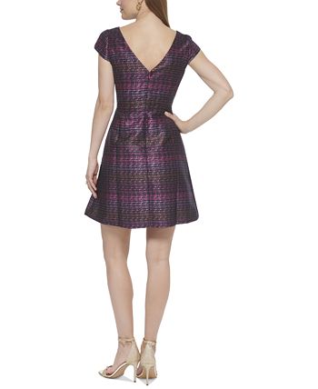 Vince camuto metallic jacquard shop fit & flare dress