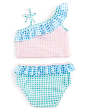 First Impressions - Baby Girls 2-Pc. Floaty Checkered Ruffle Swimsuit Set,