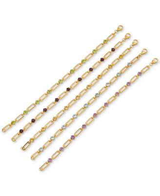 Garnet Paperclip Link Bracelet (4 ct. t.w.) in 14k Gold-Plated Sterling Silver (Also in Citrine, Amethyst, Peridot, & Sky Blue Topaz)