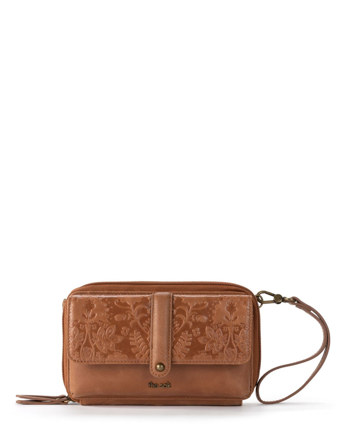 Женский кошелёк The Sak Sequoia Leather Smartphone Convertible Crossbody Wallet, цвет: Табачный с принтом — фото 1
