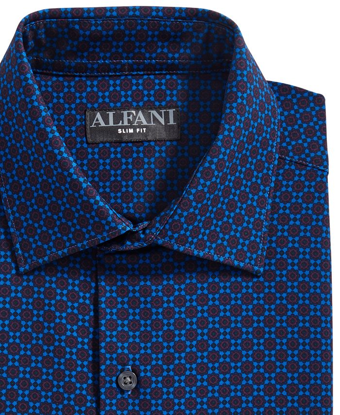 Alfani Men's Slim Fit 4-Way Stretch Medallion Print Dress Shirt ...