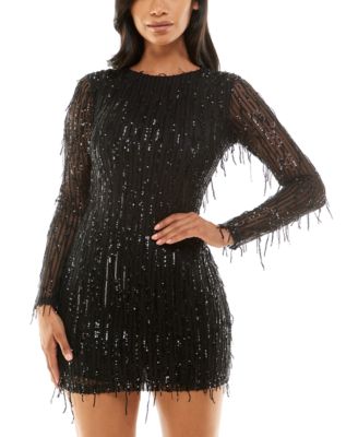 B Darlin Juniors' Sequined Open-Back Dress - Macy's