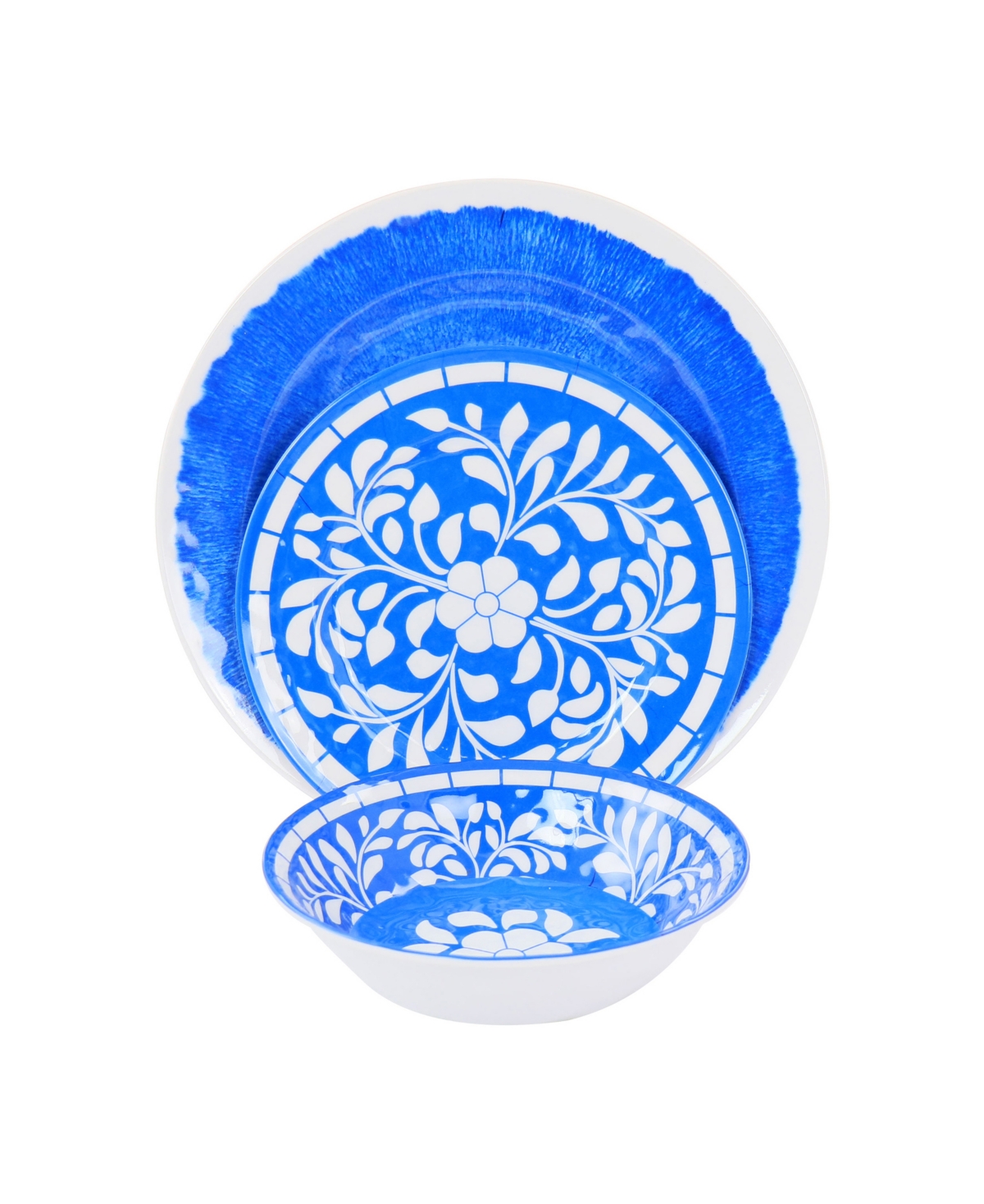 Elama Floral Nelly 12 Piece Melamine Dinnerware Set, Service for 4