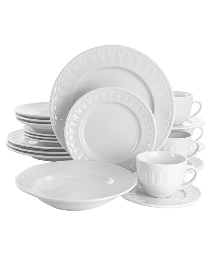 Elama Country Kitchen Solid 20 Piece Porcelain Dinnerware Set, Service