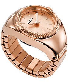 Women's Ring Watch Two-Hand Rose Gold-Tone Stainless Steel Bracelet Watch, 15mm