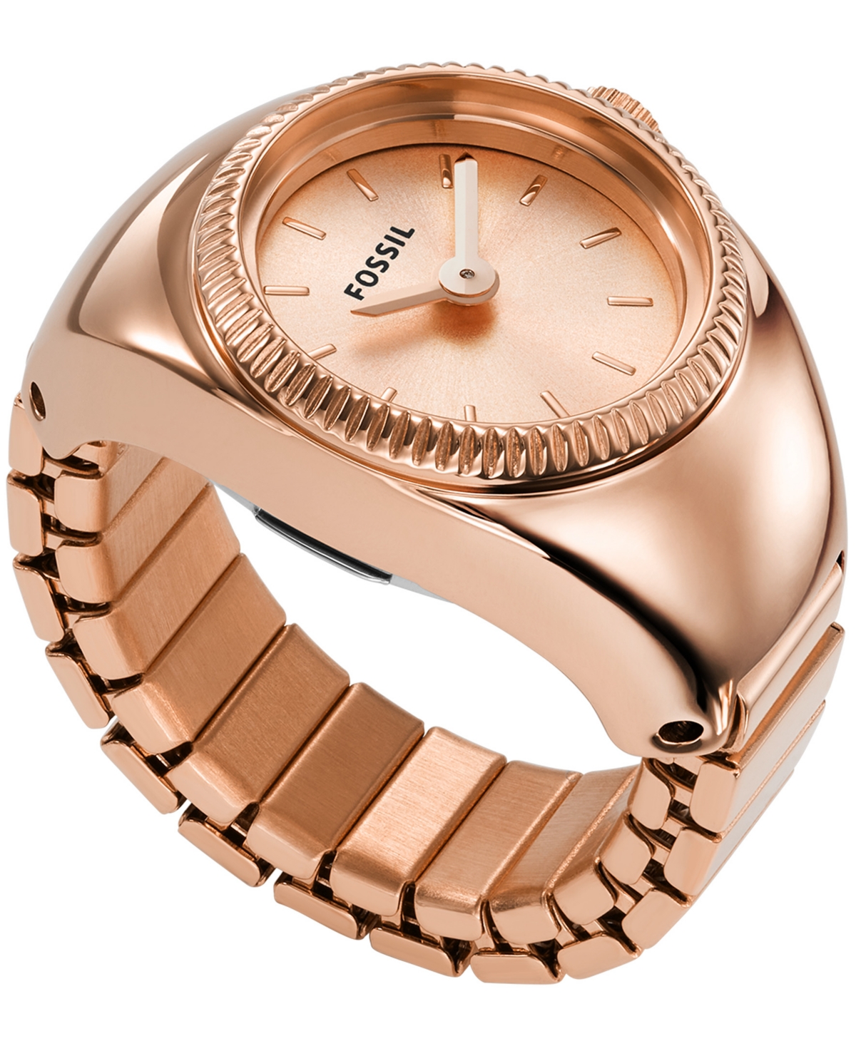 Fossil Women's Ring Watch Two-hand Rose Gold-tone Stainless Steel Bracelet Watch, 15mm In Rose Gold-tone