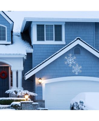 6-Point Star Ice Crystal Snowflake Pair with LED Lights