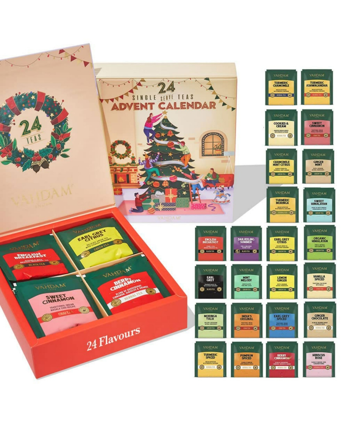 Vahdam Teas Advent Calendar Christmas 24 Varieties Of Tea Bags Gift Set
