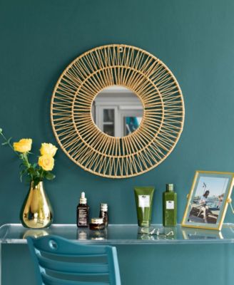 Decorative Woven Paper Rope Round Shape Modern Hanging Wall Mirror
