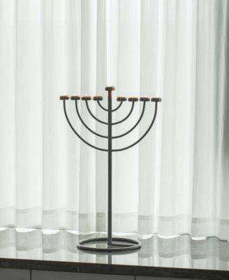 Modern 9 Branch Lighting Thin Pipe Hanukkah Menorah, Small