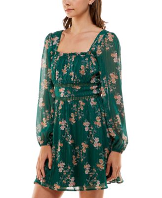 Trixxi - Juniors' Emma Square-Neck Crochet-Trimmed Dress