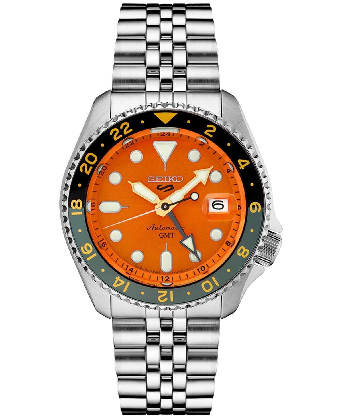 Seiko Men's Automatic 5 Sports Stainless Steel Bracelet Watch 43mm In Orange