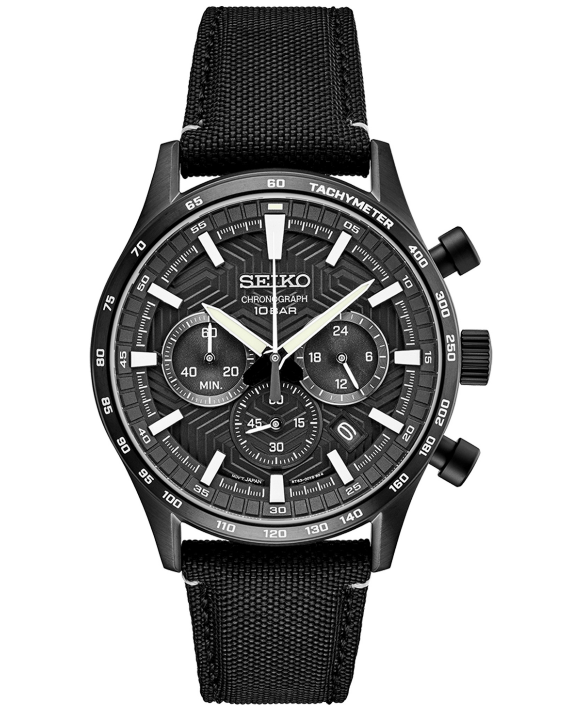 Men's Chronograph Essentials Black Nylon Strap Watch 43mm - Black