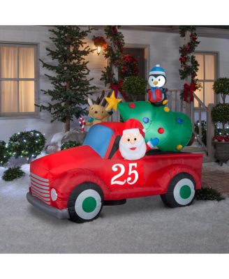 National Tree Company 8' Inflatable Santa in Vintage-Like Pickup Truck