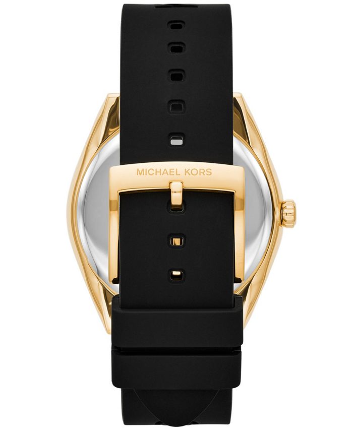 Michael Kors Women's Janelle Black Silicone Strap Watch 42mm - Macy's