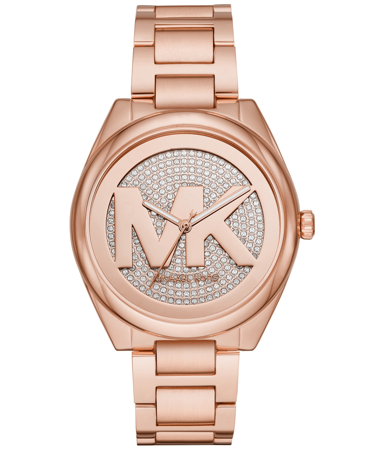 Michael Kors Women's Janelle Three-hand Rose Gold-tone Stainless Steel Bracelet Watch 42mm