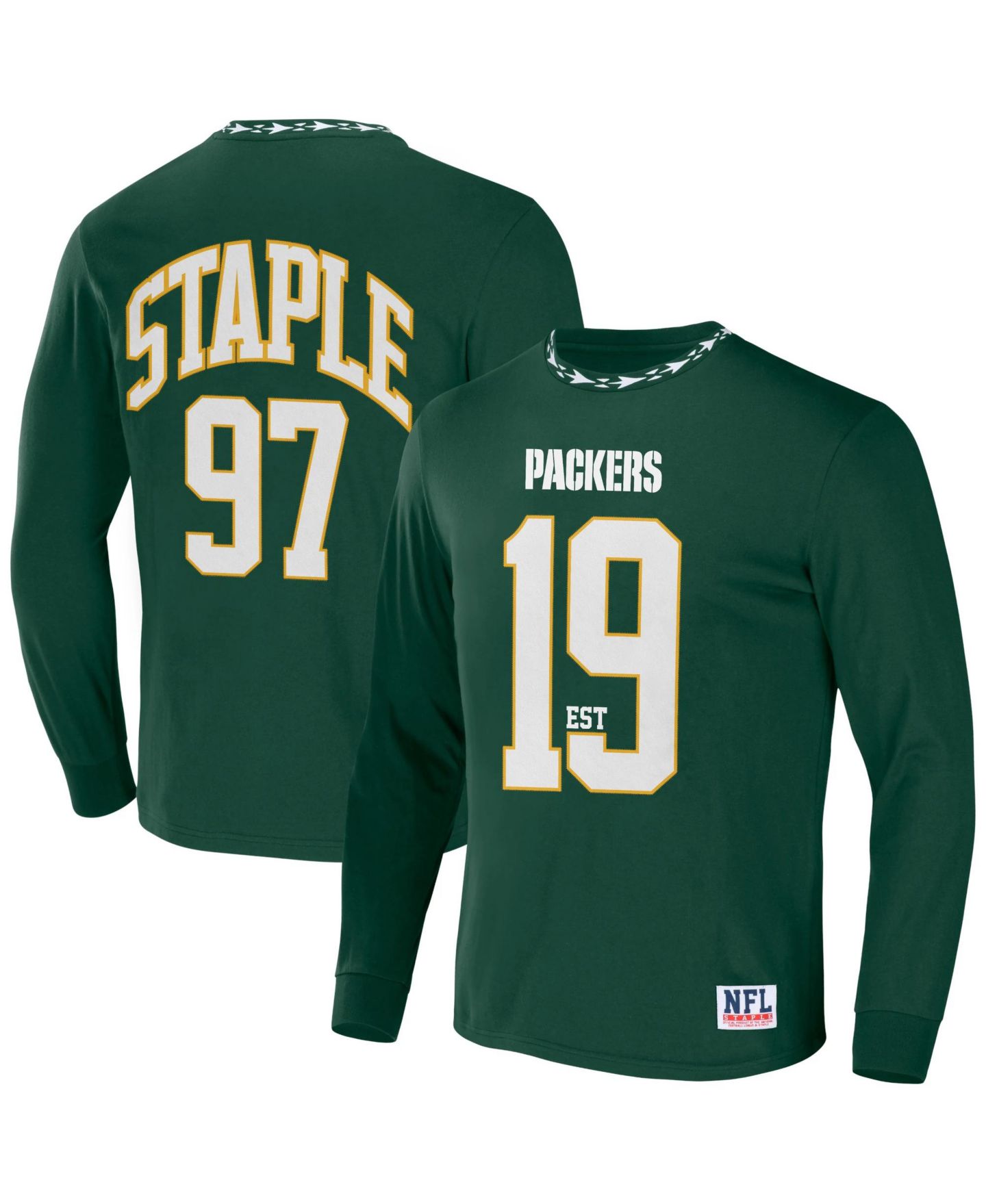 Мужская футболка NFL Properties NFL X Staple Hunter Green Green Bay Packers Core Long Sleeve Jersey Style — фото 2