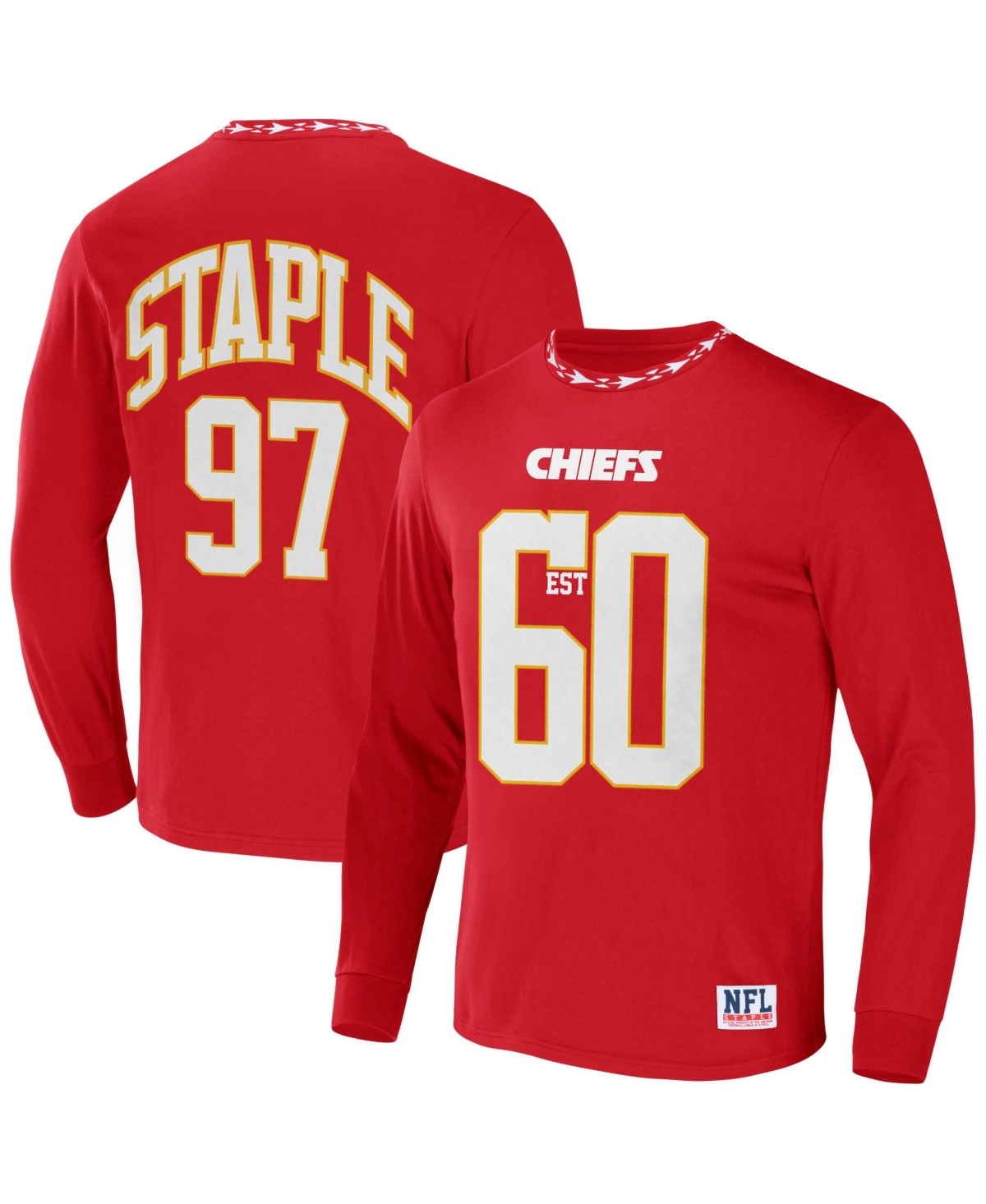 Nfl Properties Men's Nfl X Staple Red Kansas City Chiefs Core Long Sleeve Jersey Style T-shirt